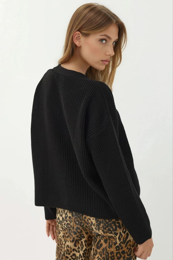 V-hals Oversized Gebuttonde Cardigan