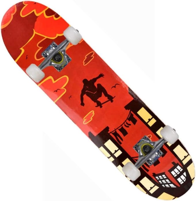 Skateboard - Trick board - Buiten spelen - Dubbel kick deck - 80x20 cm - Rood zwart