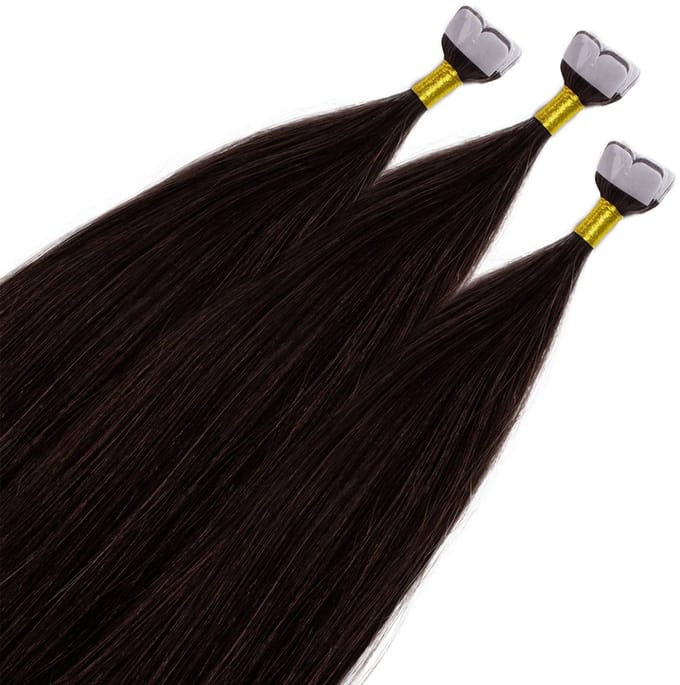 hair2heart Premium Mini Tape Extensions Echt haar - 12 tapes 60 cm Donkerbruin