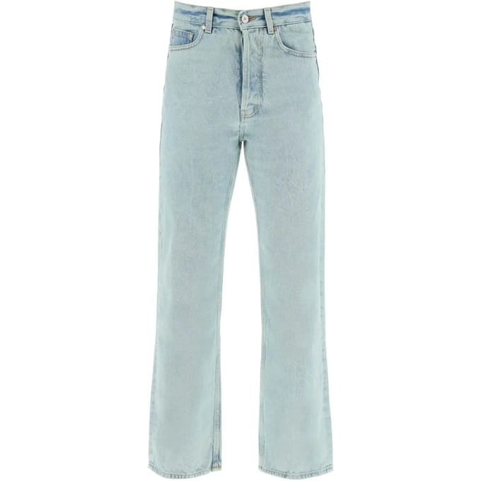 Straight Fit OVERDYE LOGO Denim met riemlussen 24 cm in lichtblauw