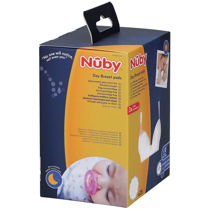 Nûby - Absorberende Wegwerp Borstkompressen voor Dag - Wit 28st - Zwart 2st