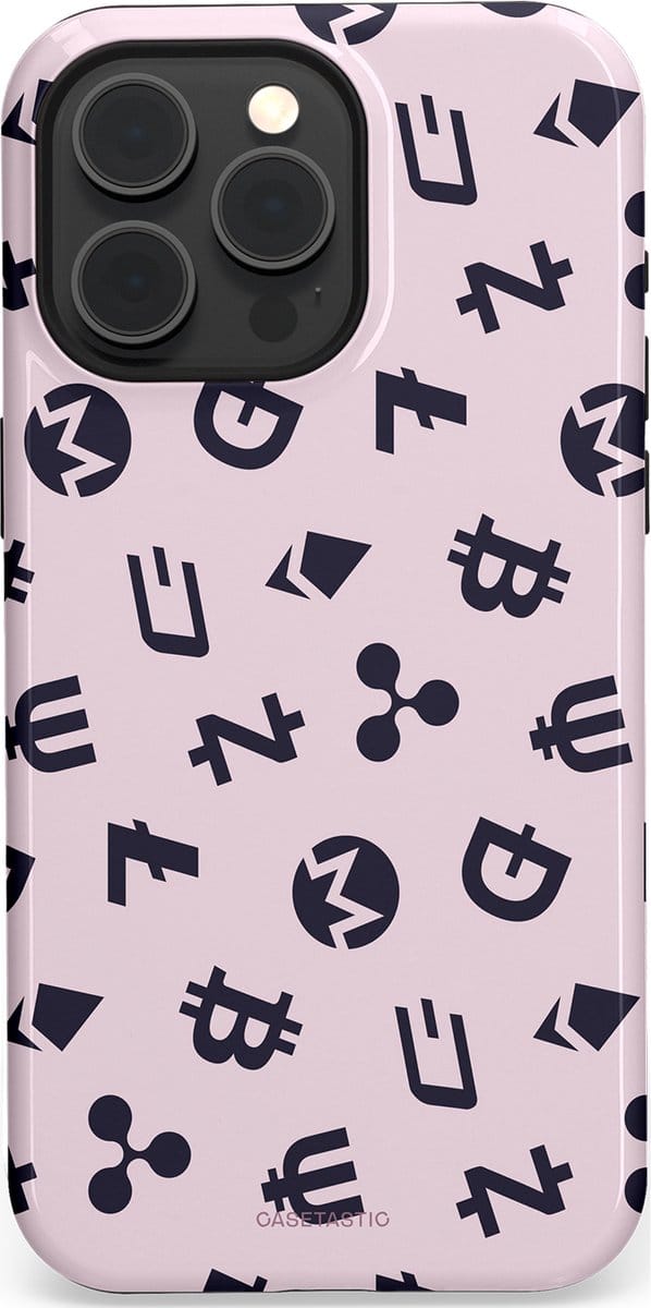 Casetastic hoesje geschikt voor Apple iPhone 15 Pro Max - MagSafe - Dubbellaagse bescherming - Crypto flow - Fashion Case - Lichtgrijs Donkergrijs Wit