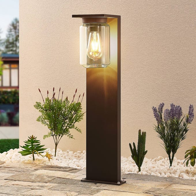 Lucande-tuinpadverlichting Semka, 65 cm, antraciet, glas, aluminium