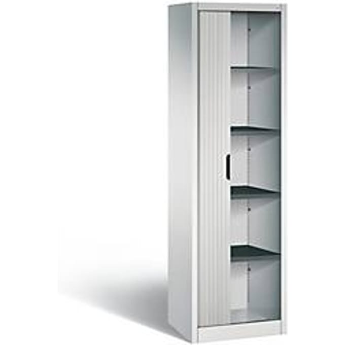 C + P Omnispace rolluikkast, 5 OH, afsluitbaar, B 600 x D 420 x H 1980 mm, staal, lichtgrijs