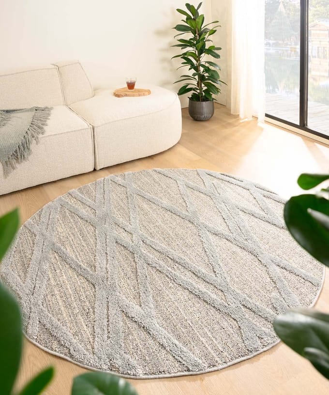 Scandinavisch vloerkleed rond - Fjord Drom grijs 80