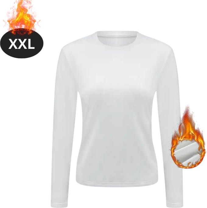 Nivard Thermokleding Dames - Thermoshirt - Polyester - Winter - Lange Mouwen - Wit - XXL