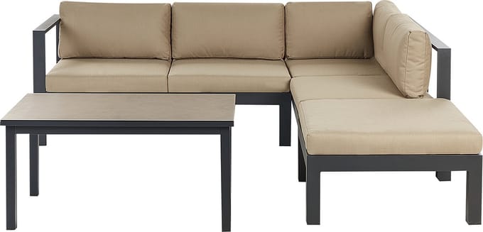 MESSINA - Loungeset voor 5 - Zandbeige/Zwart - Aluminium