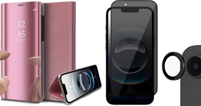 Hoesje geschikt voor iPhone 16e - Privacy Screenprotector Volledig Dekkend Glas & Camera - Spiegel Book Case Rosegoud