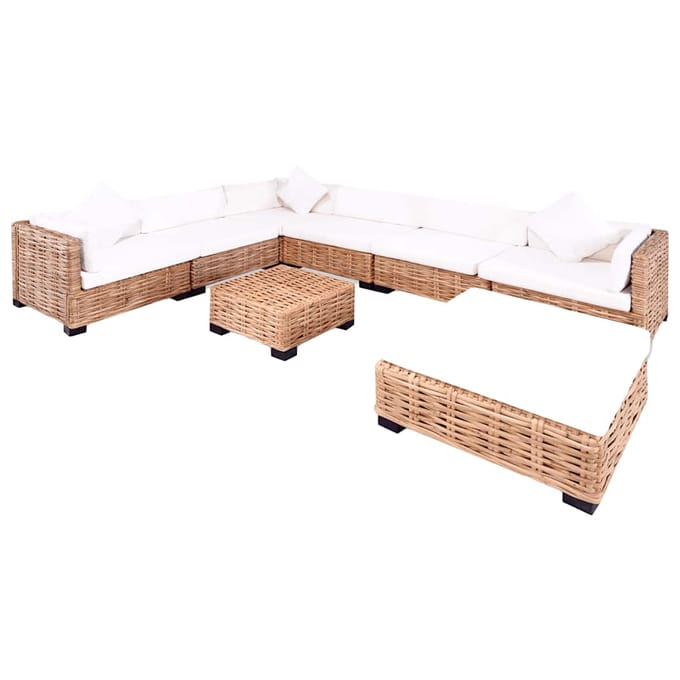 vidaXL - Loungeset - natuurlijk - rattan - 27-delig