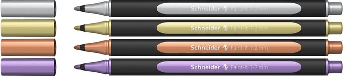 Schneider stift - metallic liner - Paint-It 020 - lijnbreedte 1-2mm - 4 stuks - S-ML02011501