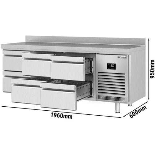 GGM Gastro Kühltisch Premium PLUS - 1960x600mm - 6 Schubladen - Aufkantung