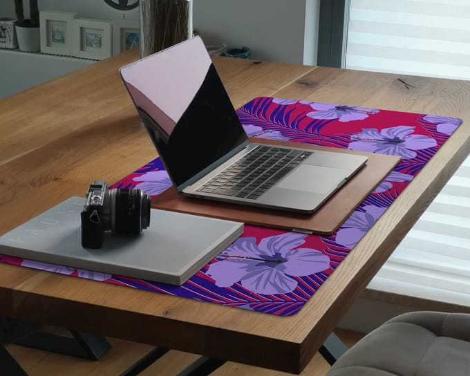 Coloray Bureau Onderlegger - Tropische compositie Bureau Onderlegger Groot - 100 cm x 50 cm - Rood Bureau Onderlegger - Bureau Onderlegger XXL - Computer Mat - Bureau Pad - Bureau Mat
