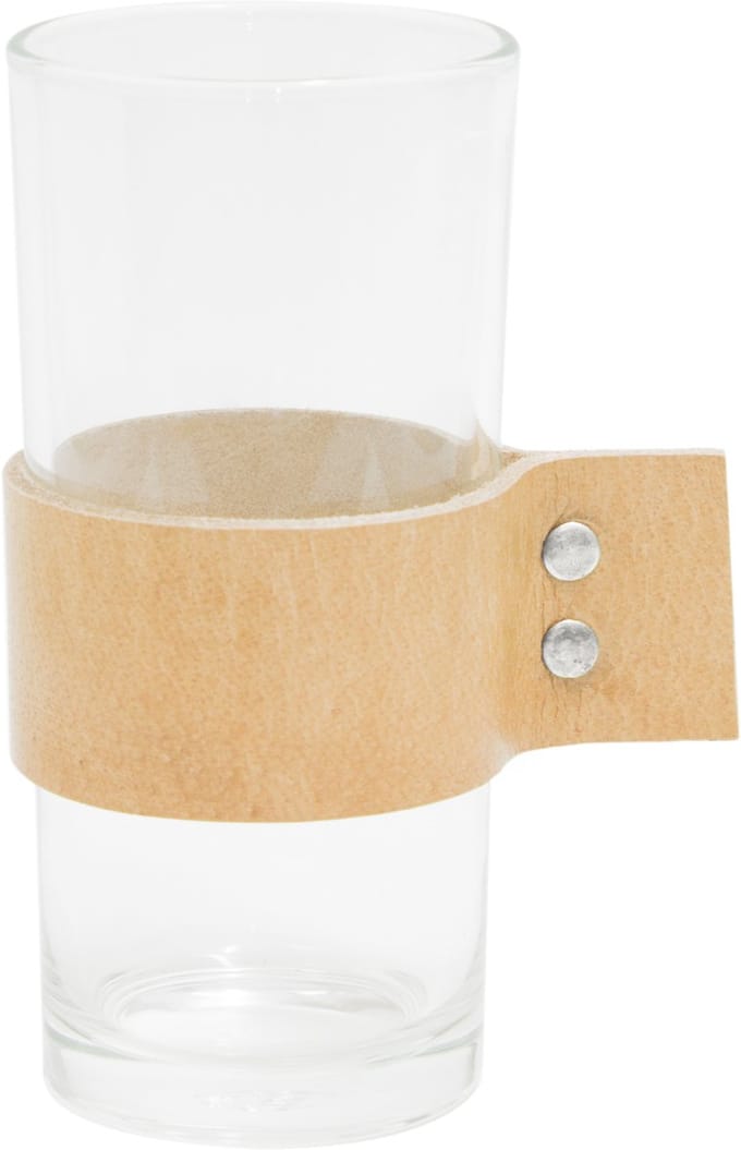 TAK Design Drinkglas Wrap Me - Incl. Lederen Band - Glas - Ø6,7 x 14,5 cm - Bruin