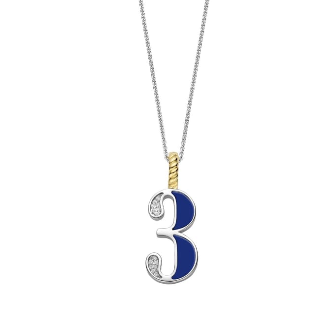 TI SENTO Dames Hanger - 925 zilver - Cijfer 3 - Blauw - 6841LB_3