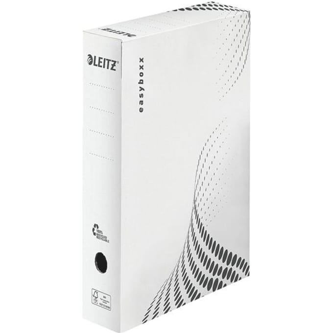 Leitz Easyboxx Archiefdoos | 1 Stuk | 8 x 35 x 25 cm | Wit Karton | FSC® | Voor A4 & Foolscap Documenten | Stapelbare Archiefbox met Deksel