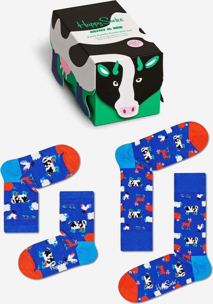Happy Socks Mini & Me Farmcrew Gift Box (2-Pack) - Maat 24-26 (2-3 jaar) & 36-40
