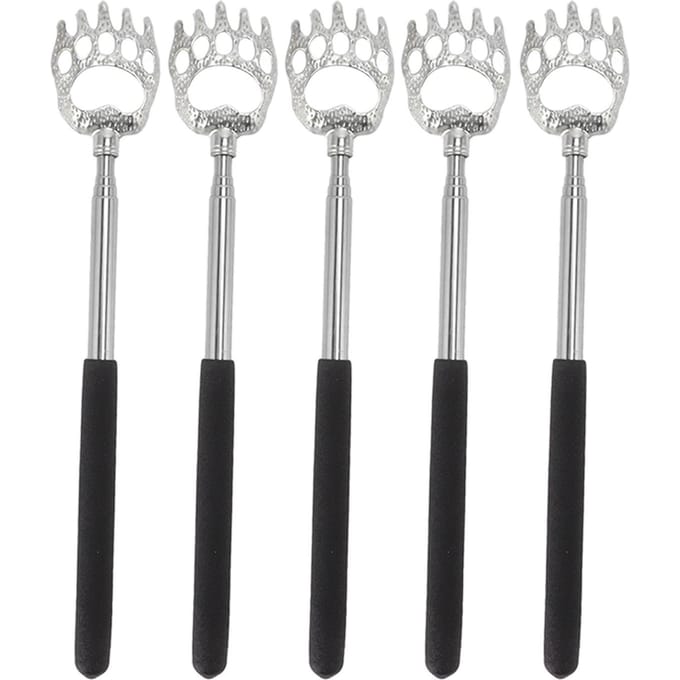 5 Stuks Rugkrabber Telescopische Rugkrabbers Roestvrij Staal voor Hoofd Lichaam Arm gray