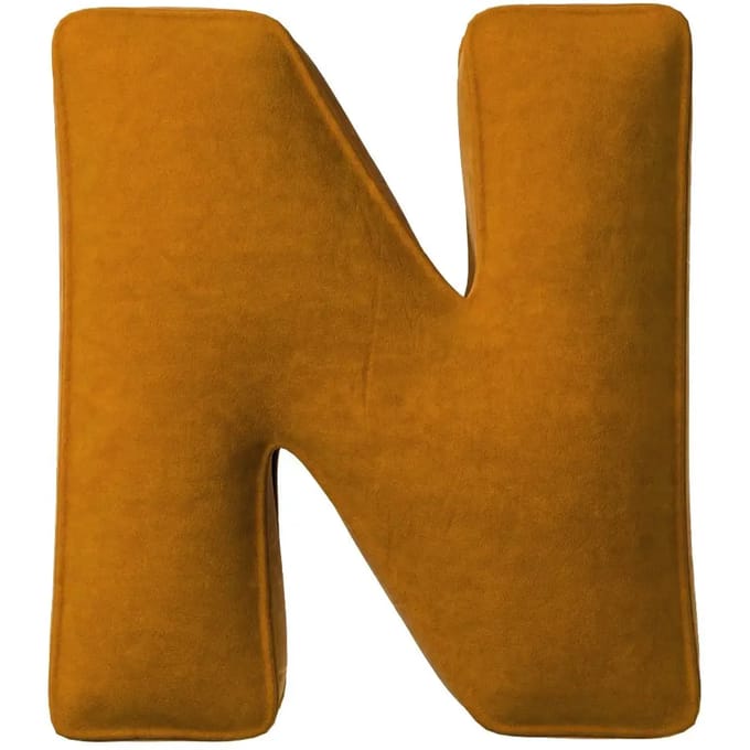 Kussen letter n Yellow Tipi Posh Velvet