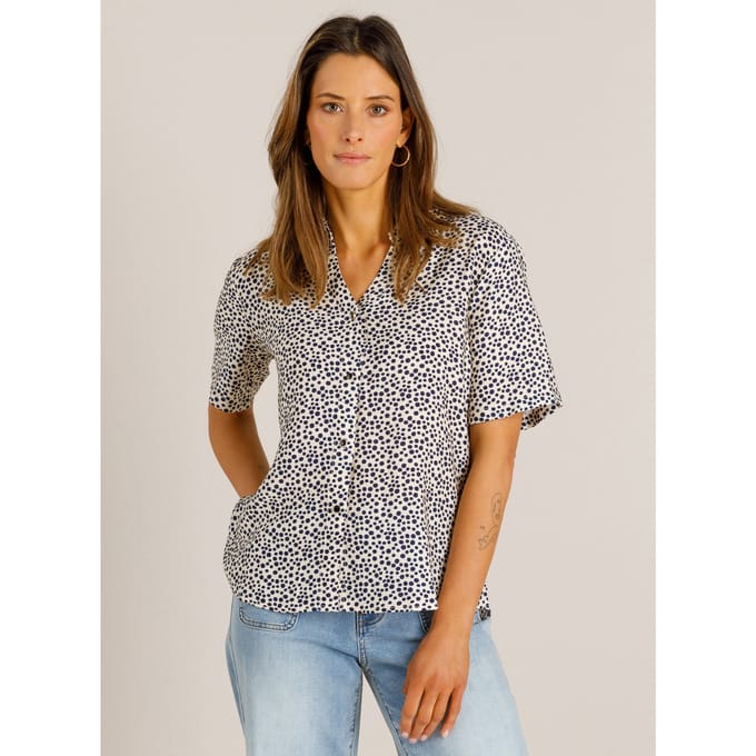 IVY BEAU Veere Tops - Off White/Night Blue - maat 36