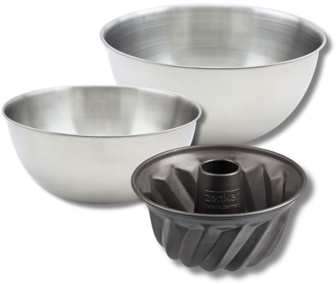 Bakkerset met mini kouglofvorm 18 cm, 2 mengkommen en 1 spatel Zenker