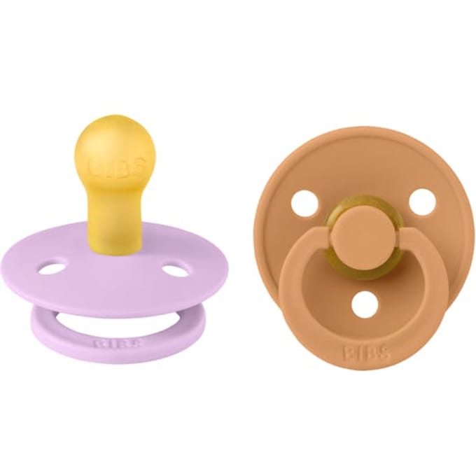 Merkloze Natuurrubber Speen 0+ Maanden, 2 Stuks, Violet & Pompoen