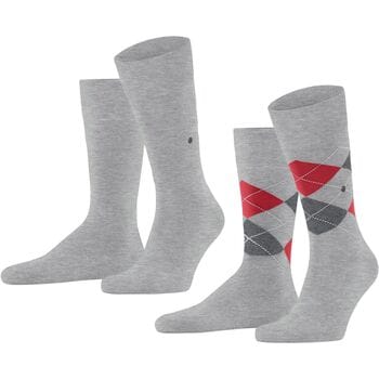Burlington Everyday 2-Pack gedessineerd katoen multipack sokken heren grijs - maat 40-46