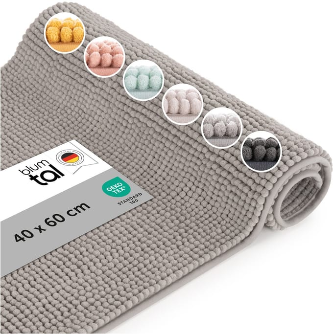 Blumtal Badmat - Anti-slip Badmat - Chenille Zachte Badmat - 40 x 60 cm - Lichtgrijs