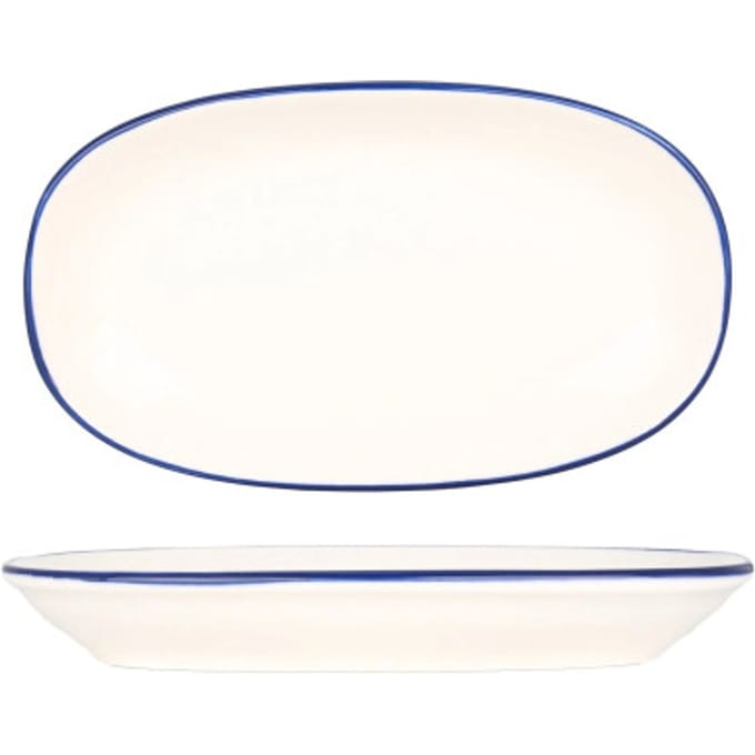 Bonna Serveerschaal - Linea Blue - Porselein - 24x14 cm - set van 2