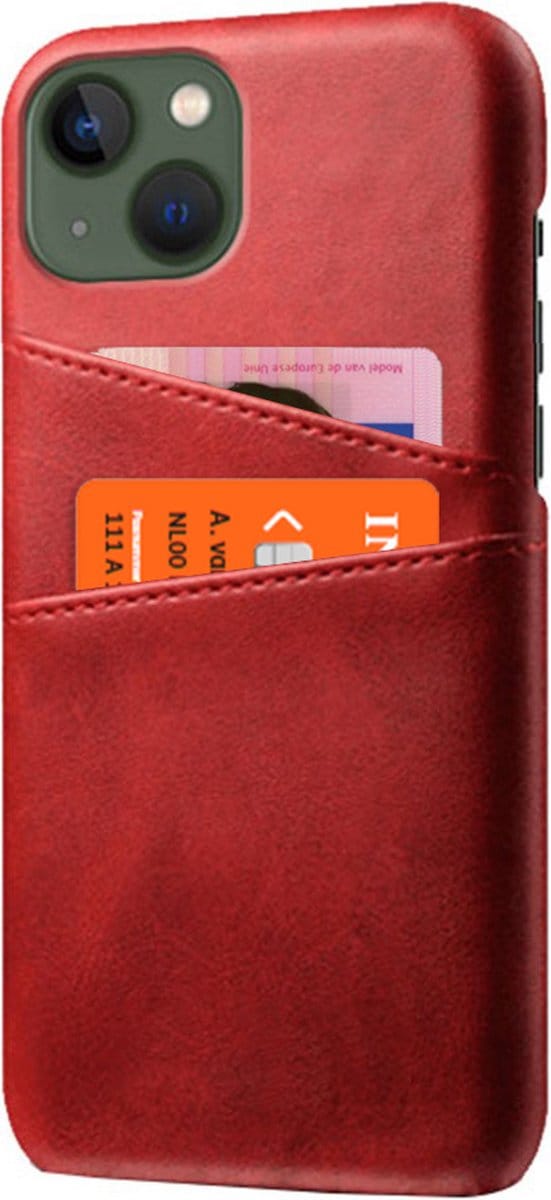 Peachy Duo Cardslot Wallet kunstleer hoesje geschikt voor iPhone 14 Plus - rood