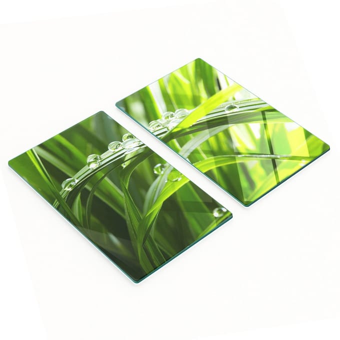 Geharde multifunctionele decoratieve glazen platen met grasmotief, 2x30x52 cm