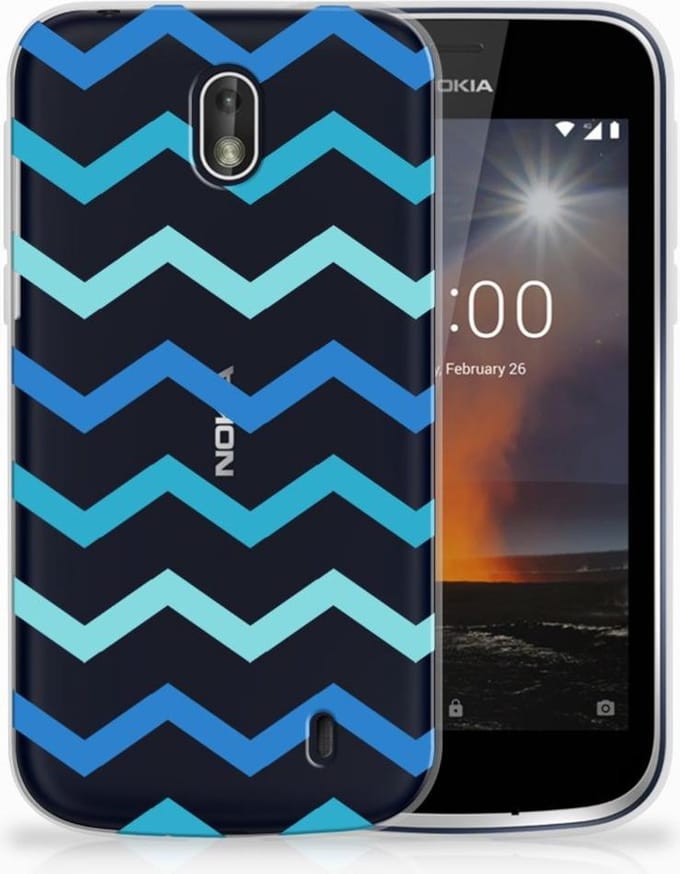 TPU Hoesje voor Nokia 1 TPU bumper Zigzag Blauw