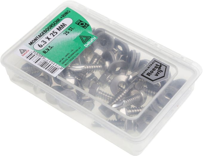 Deltafix - Montageboorschr. ring 6.3x38 rvs 25st