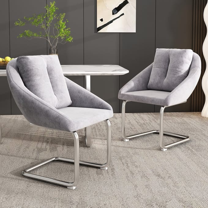 REDOM Eetkamerstoelen Set Van 2 - Draaifunctie - Modern - Fluweel - Grijs