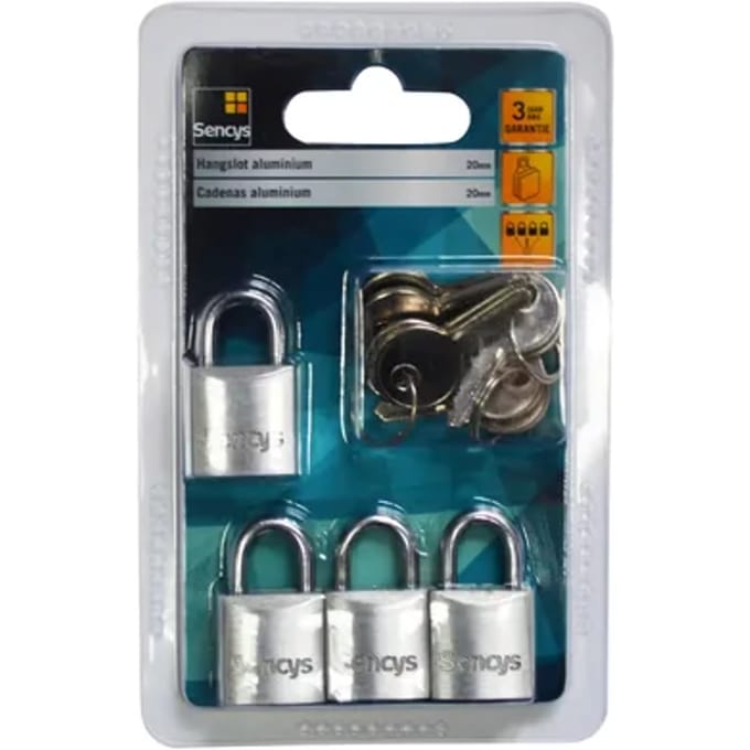 Sencys Hangslot Aluminium 20mm 4st