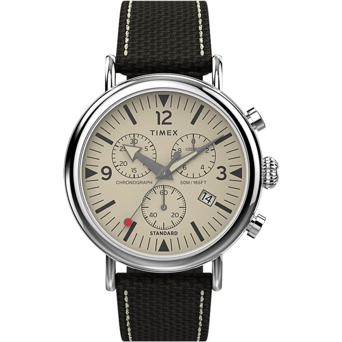 Timex Standard Chrono TW2V43800 Horloge - Textiel - Bruin - Ø 41 mm