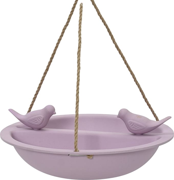 Decoris Vogelbad/drinkschaal - bamboe hout - lila paars - D27 cm - voederbak