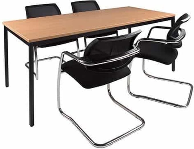 Kantinetafel Basic 200cm breed 80cm diep wit blad wit frame rechthoekig