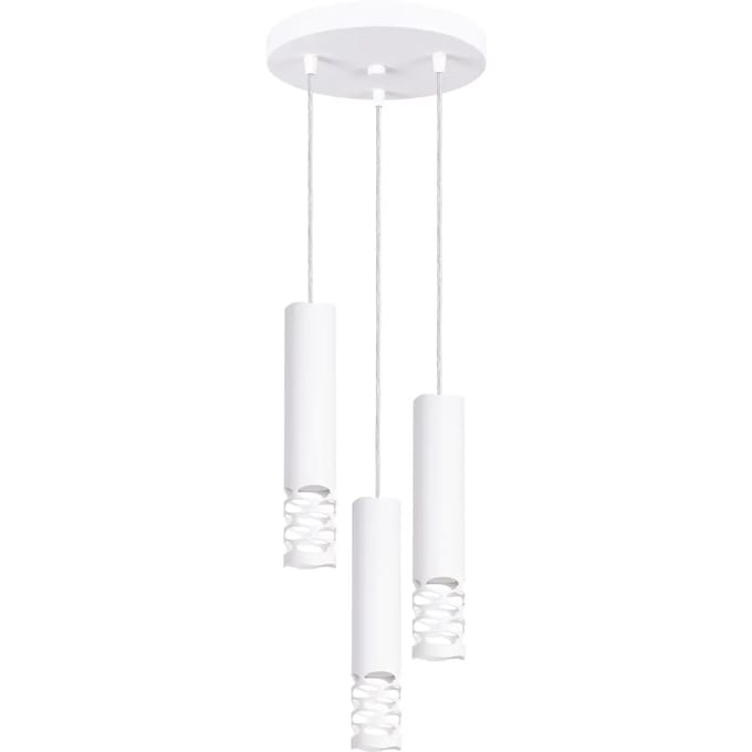 Hanglamp LIRO 3P met 3 kappen in een compacte cluster - Sollux Lighting - IP20 - Wit staal behuizing - 25 x 25 x 125 cm - 3 x GU10 LED, exclusief lichtbron - 3 x 10 W - Moderne hanglamp voor woonkamer, slaapkamer en eetkamer