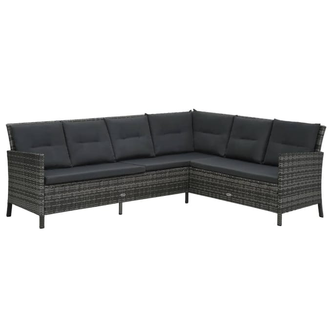 vidaXL - 3-delige - Loungeset - met - kussens - poly - rattan - grijs