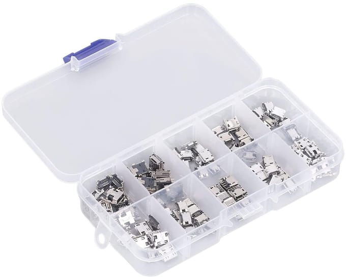 100 Stuks Mini USB Jack Connector Set voor Reparatie en Vervanging van Micro USB Poorten en Adapters
