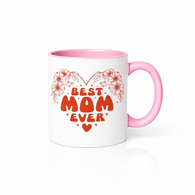 Beste Mama Ooit Mok Roze Wit met Hart - Lief Moederdag Cadeau