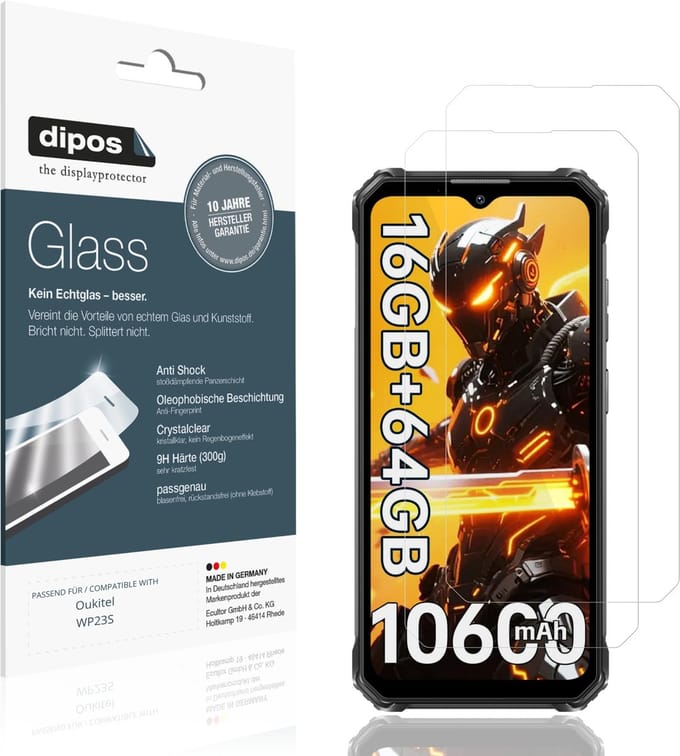 dipos – 2x Pantserfolie geschikt voor Oukitel WP23S | 9H Screenprotector