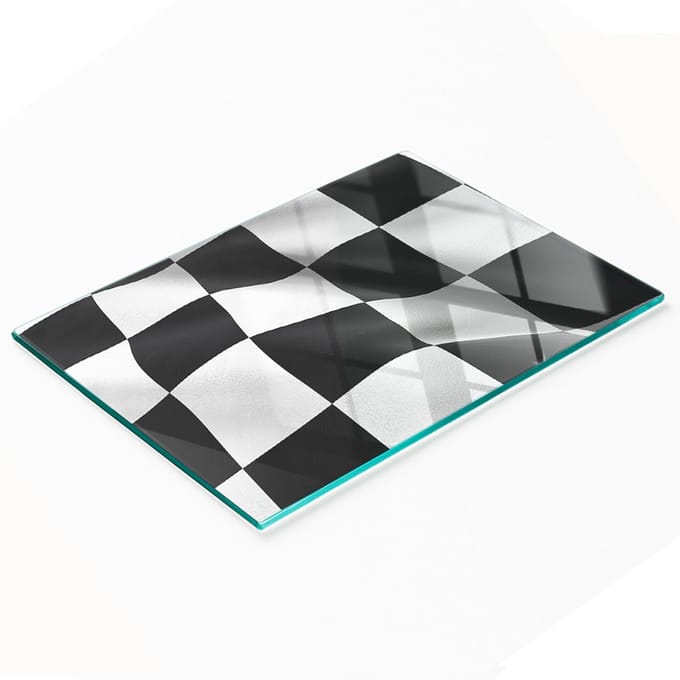 Gehard multifunctioneel decoratief glazen bord met vlagmotief, 80x52 cm