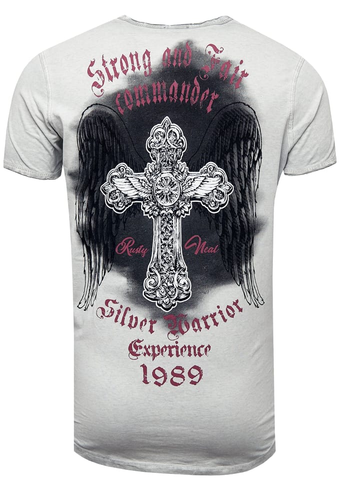 V-hals T-shirt met print aan de zijkant