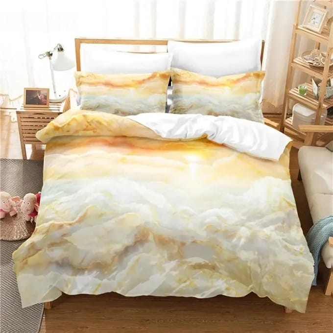 Marmer Beddengoedset Dekbedovertrekset 3d Beddengoed Digitale Print Bedlinnen Queensize Beddengoedset Modeontwerp 70x133cm 2pcs gray