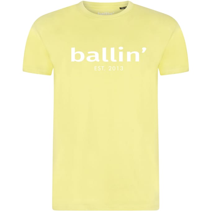 Heren Tee SS met Ballin Est. 2013 Regular Fit Shirt Print - Geel - Maat 3XL