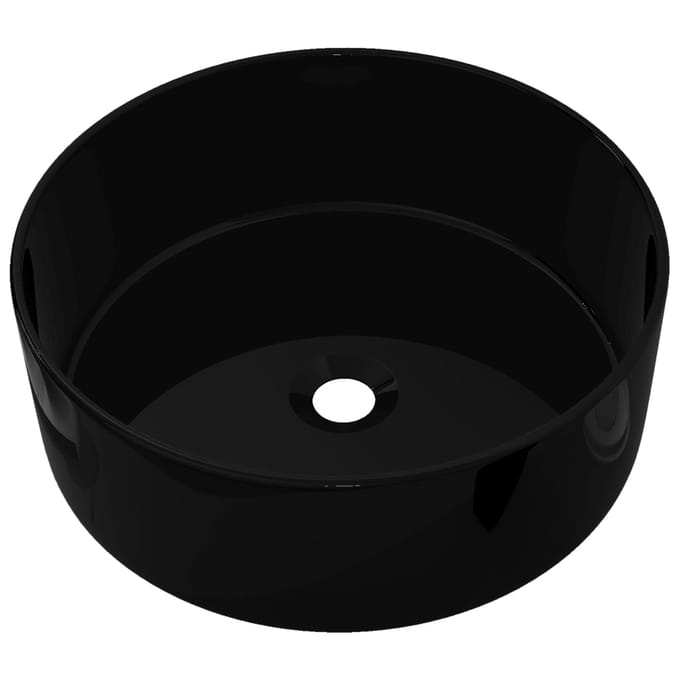 vidaXL - Wastafel - rond - 40x15 - cm - keramiek - zwart