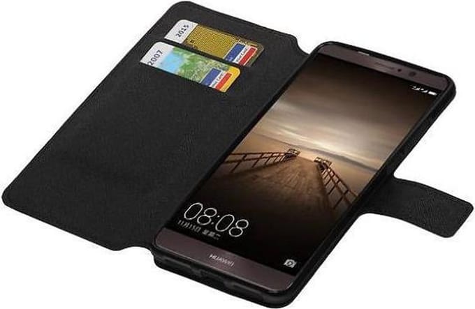 Cross Pattern TPU Bookstyle Wallet Case Hoesje Geschikt voor Huawei Mate 9 Zwart
