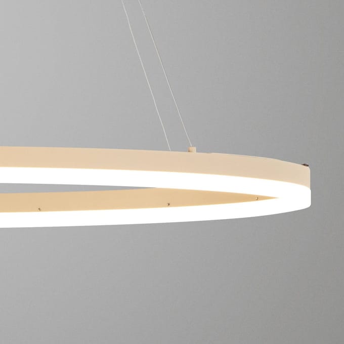 FISCHER & HONSEL LED hanglamp Silvio, lengte 100 cm, zandkleurig, metaal, CCT