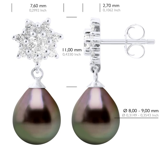 Oorbellen Echte Gepelde Tahiti Parels Per 8-9 mm